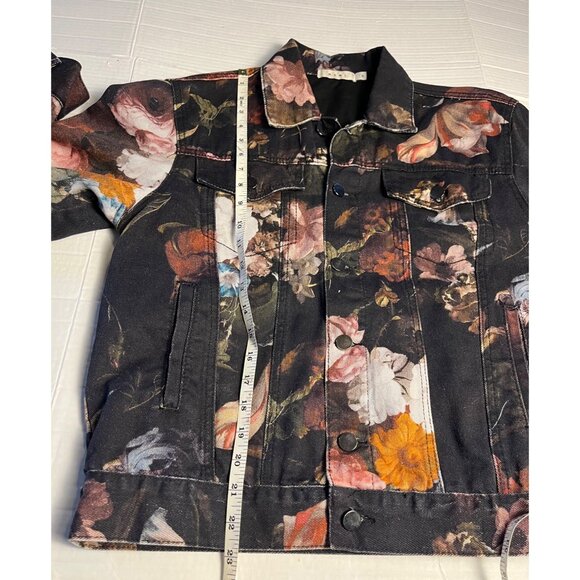 Mens MNML Floral Denim Trucker Jacket S Heavyweight Cotton All-Over Print - Picture 15 of 16